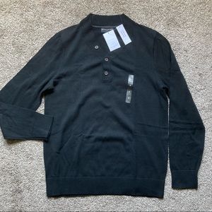 Banana republic pull over sweater size medium black long sleeve 1/3 button NWT